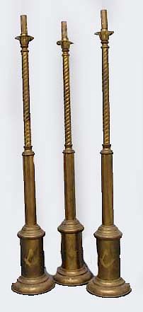 Appraisal: Masonic Temple Brass Candlabra's Masonic Temple Brass Candlabra's Item measures