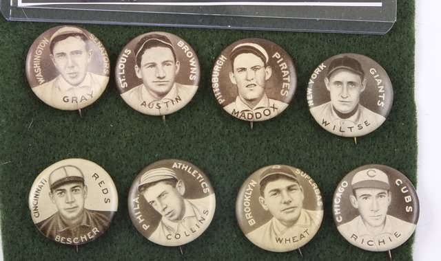 Appraisal: Grouping of eight Sweet Caporal P- Baseball Pins Pins include