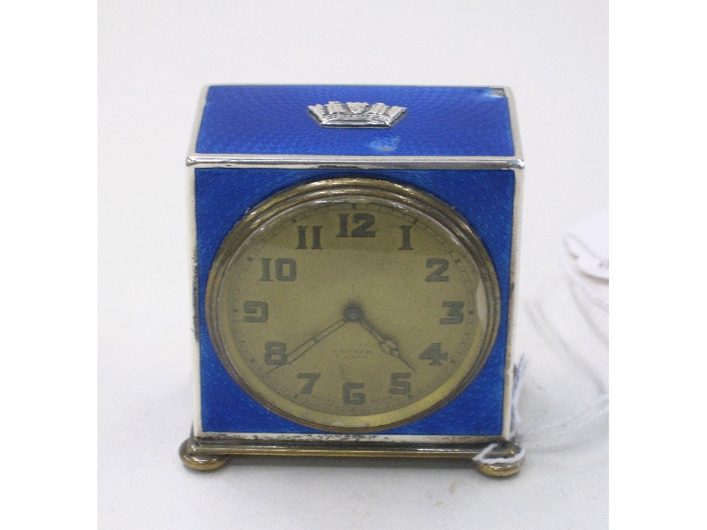 Appraisal: Sterling silver and enamel travel clock