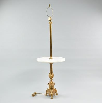 Appraisal: A Gilt Metal and White Marble Table Lamp With a