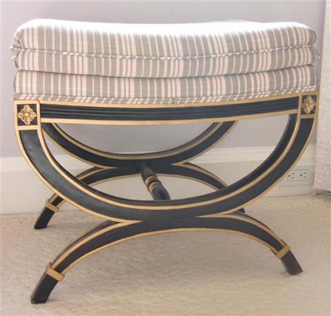 Appraisal: PAIR OF BLACK AND GOLD PAINTED NEOCLASSICAL BENCH h w