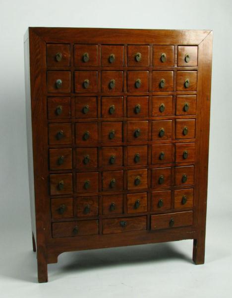 Appraisal: Antique Chinese Herb Cabinet with -way divided drawers and three