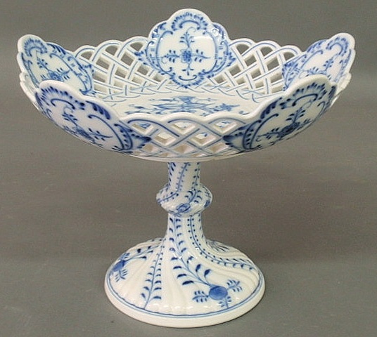 Appraisal: Meissen blue and white reticulated porcelain centerpiece h x dia