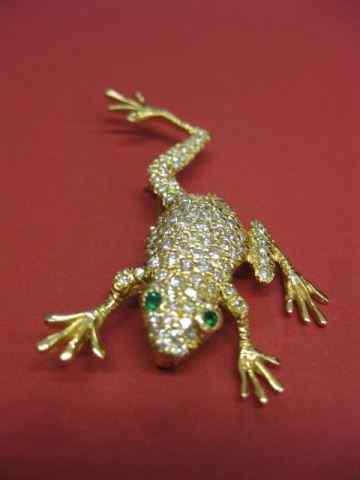 Appraisal: Diamond Figural Frog Brooch pave' set diamonds throughout totaling over