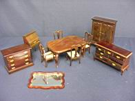 Appraisal: DOLL HOUSE FURNITURE Desk armoire chest dresser table chairs vases