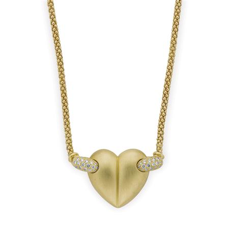 Appraisal: Gold and Diamond Heart Pendant-Necklace Barry Kieselstein-Cord Estimate -