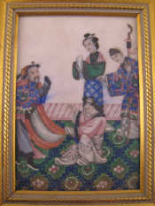 Appraisal: Chinese Body colour on rice paper titled ' Courtiers bowing