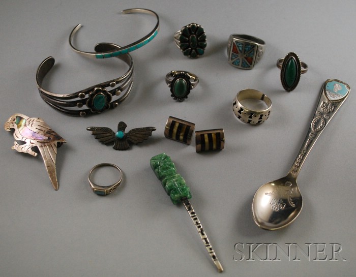 Appraisal: Group of Mostly Sterling Silver and Hardstone Jewelry Items including