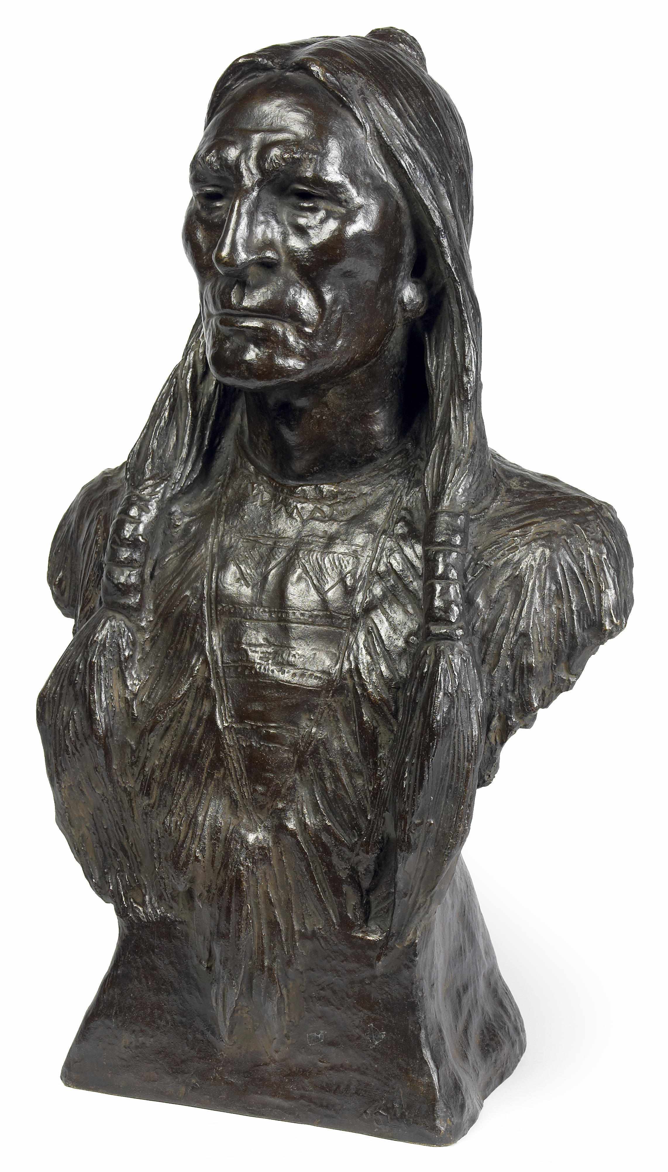 Appraisal: n a Max Bachmann - Bust of an Indian inscribed