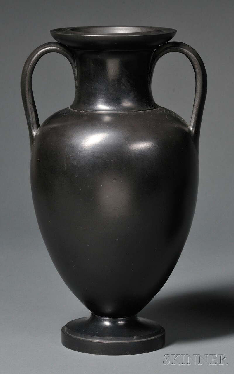 Appraisal: Wedgwood Black Basalt Vase England early th century with loop