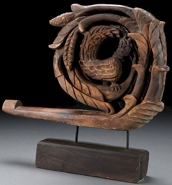 Appraisal: A BURMESE CARVED WOOD OXCART ORNAMENT A BURMESE CARVED WOOD