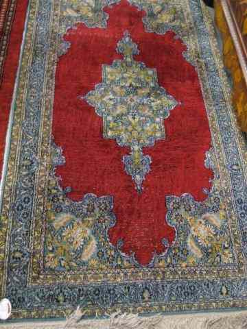 Appraisal: Silk Mahal Persian Handmade Rug central medallion on red field