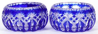 Appraisal: POLISH COBALT CLEAR CRYSTAL BOWLS PAIR POLISH COBALT CLEAR CRYSTAL