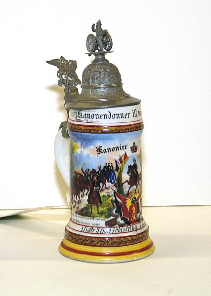 Appraisal: A German regimental stein for the th Battery rd Baden