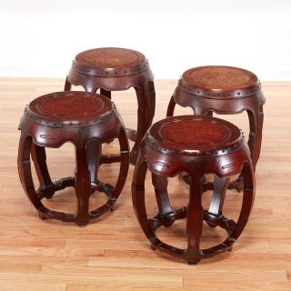 Appraisal: old pairs Chinese hardwood drum seats old pairs Chinese hardwood