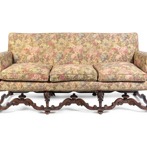 Appraisal: A William and Mary Style Carved Walnut Sofa Early th