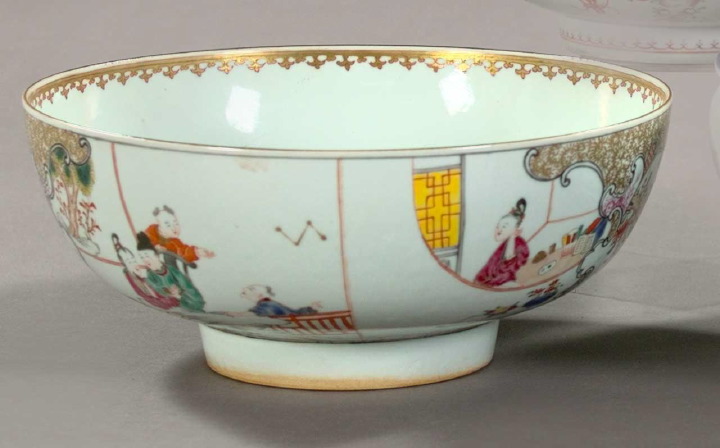 Appraisal: Good Chinese Export Porcelain Punchbowl in Mandarins Children decor h