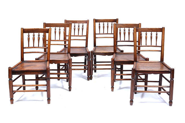 Appraisal: A MATCHED SET OF SIX ASH AND ELM SIDE CHAIRS