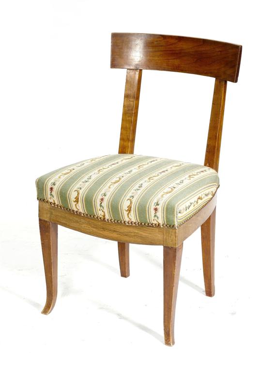 Appraisal: CHAIR Biedermeier Switzerland Walnut and oak Gros-point covers