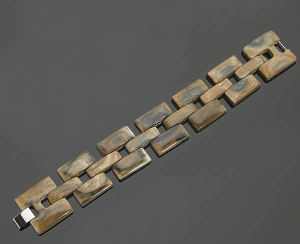 Appraisal: Fossil Woolly Mammoth Ivory Bracelet Consisting of polished rectangular links