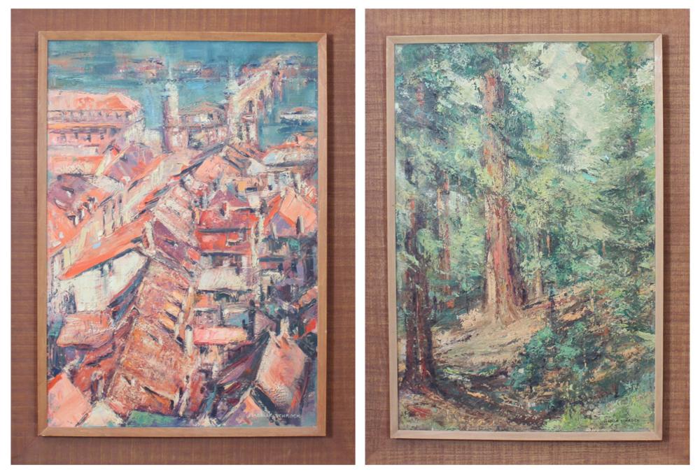 Appraisal: ISABELLE SCHROCK California Kansas - two oils on canvas Redwood