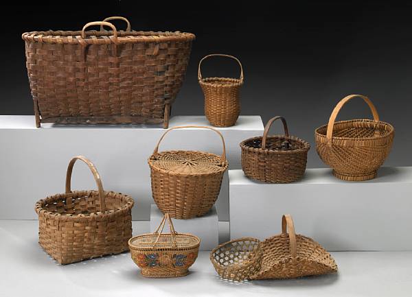 Appraisal: A group of sixteen woven baskets late th early th