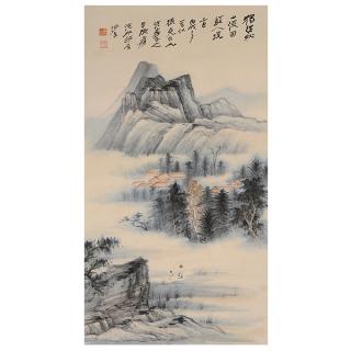 Appraisal: Attributed to Zhang Daqian - Scholar Viewing Mountain Hanging scroll