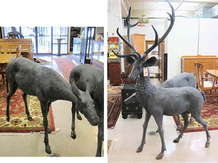 Appraisal: A LIFE-SIZE PAIR OF BRONZE WILDLIFE SCULPTURES the study of