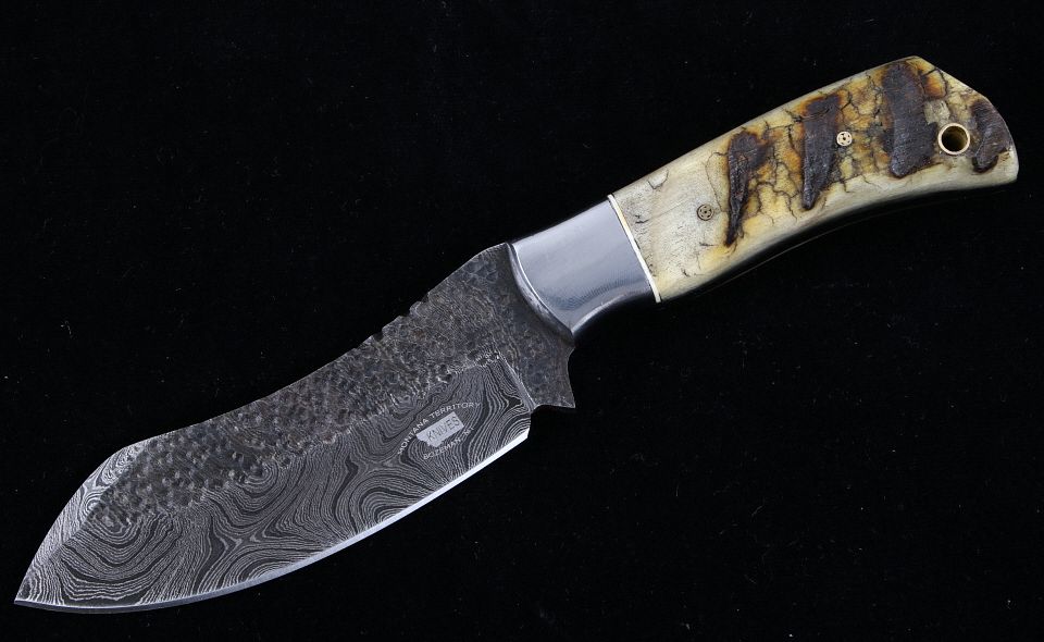 Appraisal: Rocky Mountain Rams Horn Damascus Bozeman Knife This is an