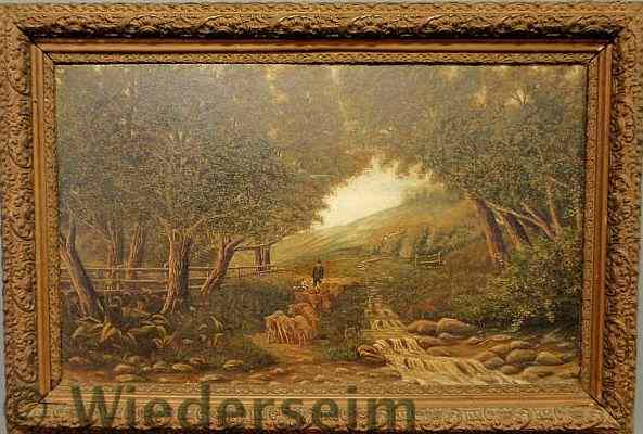 Appraisal: Oil on board painting of a summer landscape late th