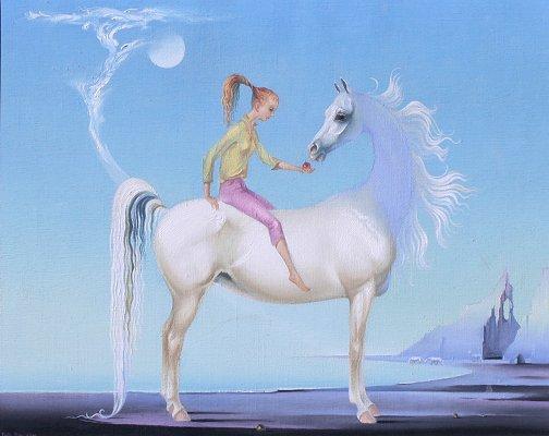 Appraisal: RAY Ruth American - ''The White Horse Oil Canvas ''