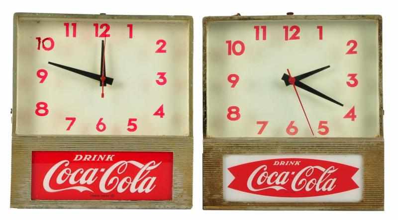 Appraisal: Lot of Small Coca-Cola Electric Clocks Description The Fishtail clock