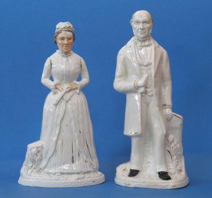 Appraisal: A COMMEMORATIVE MR AND MRS GLADSTONE A PAIR OF STAFFORDSHIRE