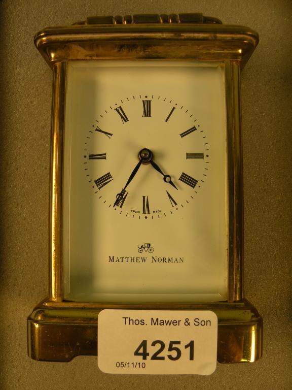 Appraisal: A French style brass carriage clock the movement signed Matthew