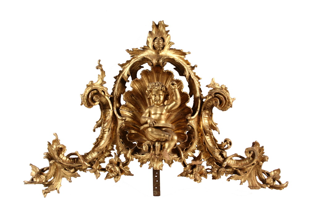 Appraisal: ITALIAN CARVED GILT CREST - th c Architectural or Frame