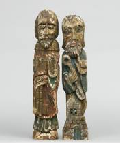 Appraisal: Pair of Carved Santos Figures ca early th Century Gessoed