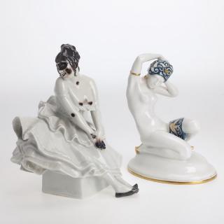 Appraisal: German Art Deco porcelain figurals German Art Deco porcelain figurals