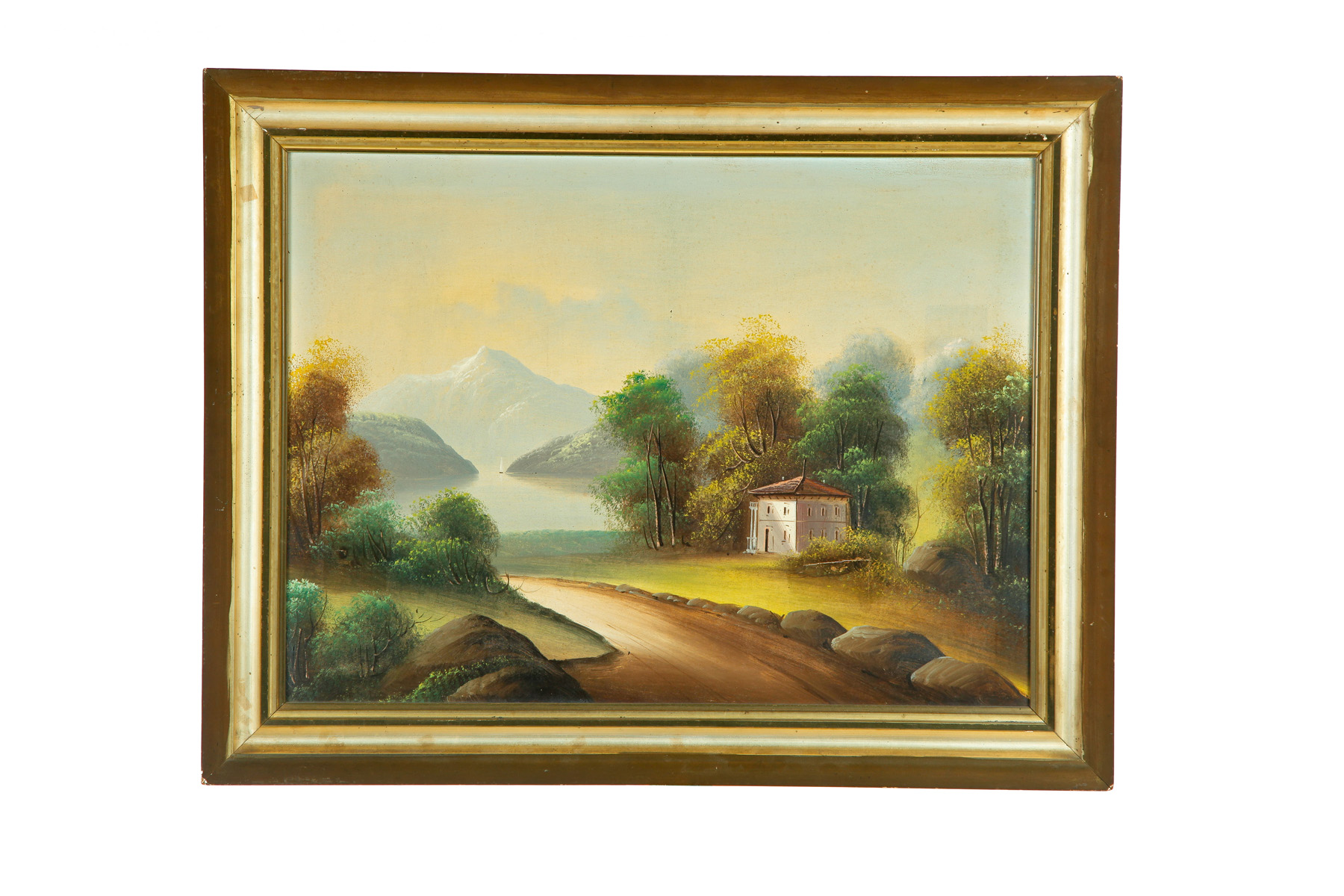 Appraisal: FRAMED MOUNTAINOUS LANDSCAPE American th quarter- th century Country scene