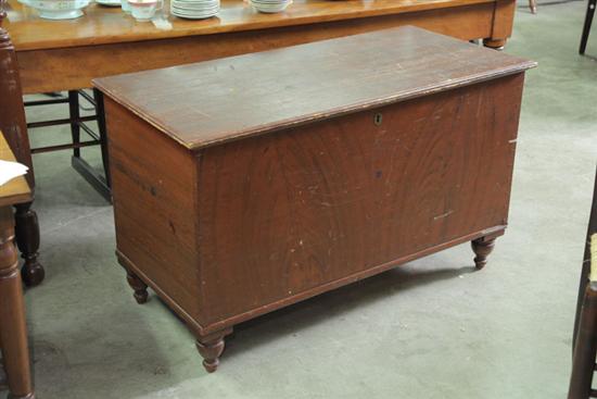 Appraisal: BLANKET CHEST Red grain decorated box with interior til and