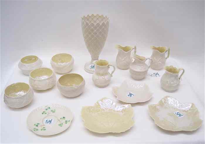 Appraisal: PIECES ASSORTED IRISH BELLEEK PORCELAINS marked with the black Third