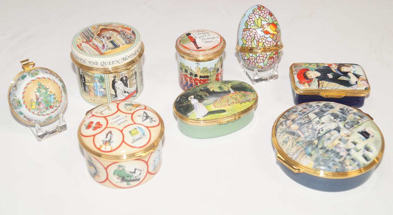 Appraisal: Halcyon Days enamel boxes including Christmas Royal Commemorative and Annual