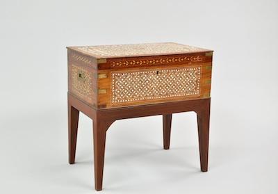 Appraisal: A Traveling Vanity Box on Stand ca th Century The