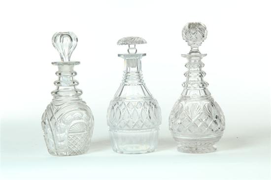 Appraisal: THREE CUT GLASS DECANTERS American and Anglo-Irish nd quarter- th