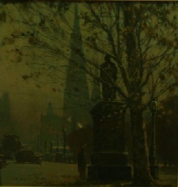 Appraisal: Robert E Taylor Ghee - Melbourne Street Autumn oil on