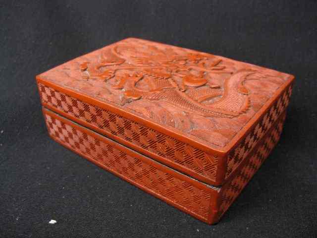 Appraisal: Chinese Cinnabar Box with dragon '' x ''