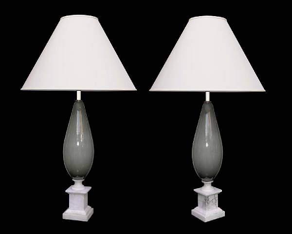 Appraisal: A pair of Murano glass and alabaster lamps circa Each