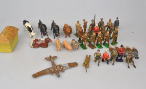 Appraisal: A quantity of old painted lead farm animals and soldiers