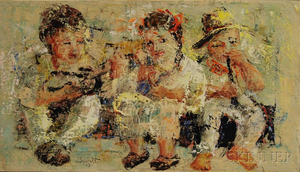 Appraisal: Jose Salazar Ruiz Esparza Mexican b The Three Little Musicians