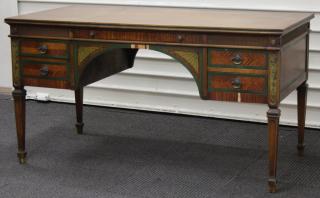 Appraisal: Vintage Adams Probably s the surfaces with chevron banded-veneers and