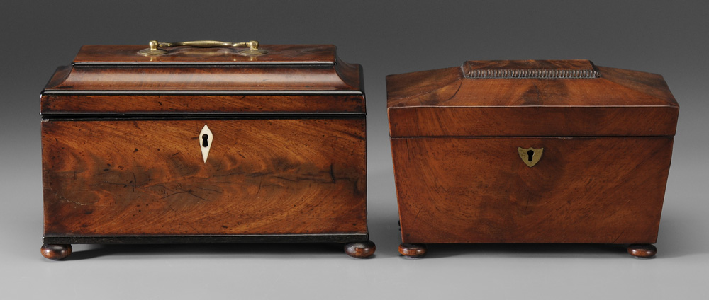 Appraisal: Two Mahogany Boxes British th century one with cove-molded and